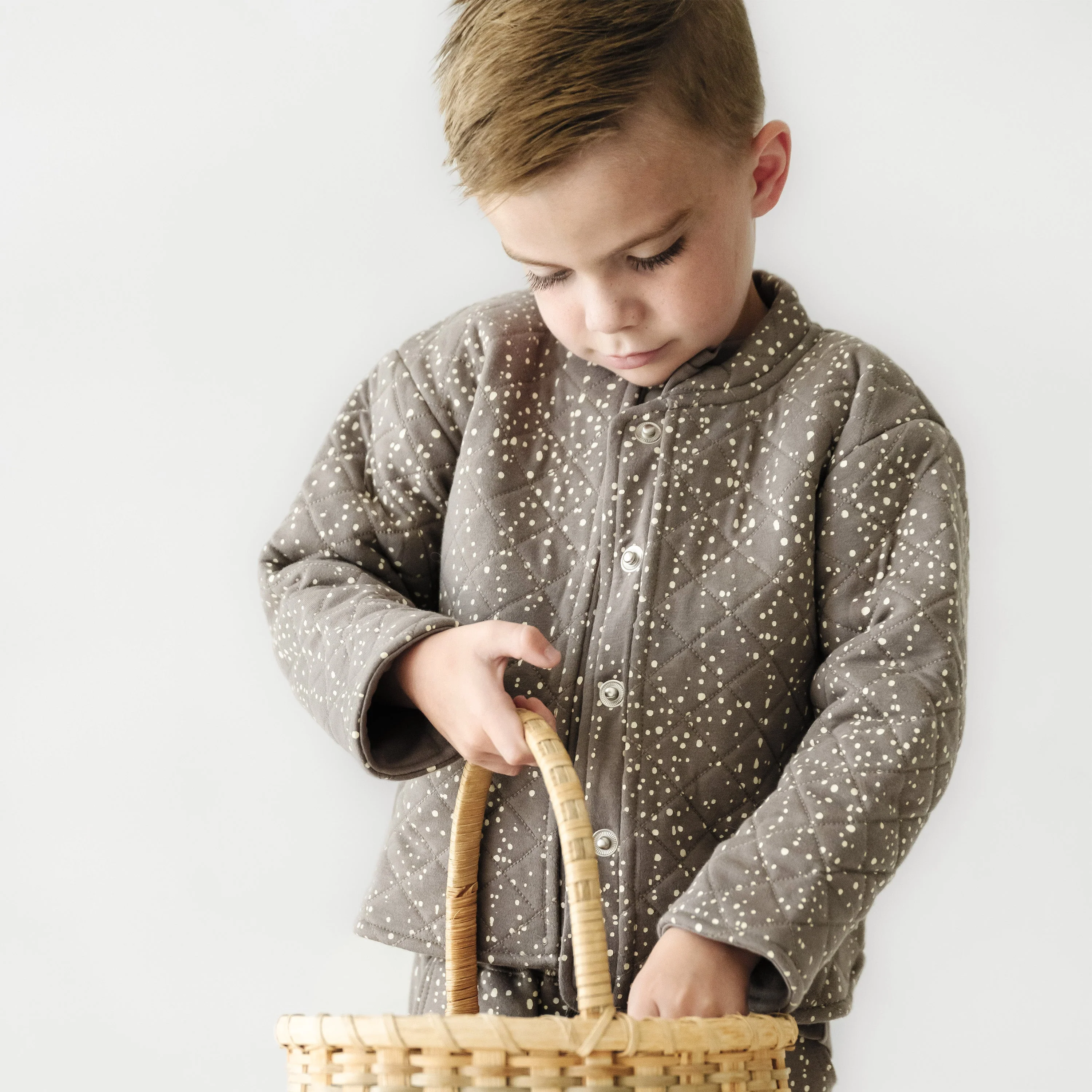Organic Kids Merino Wool Buttoned Jacket - Speckle - Image 3