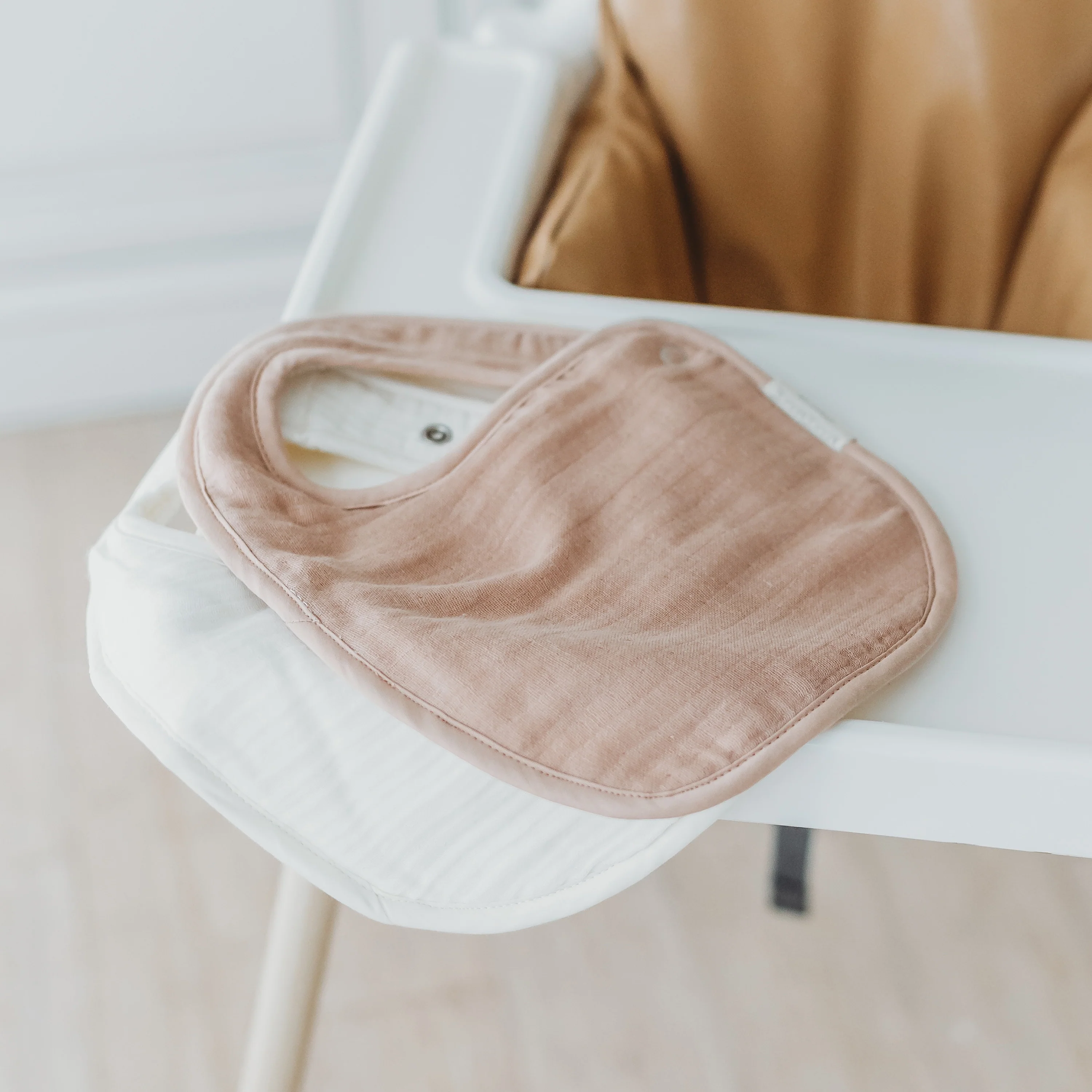 Organic Baby Bibs Muslin - Ivory & Taupe - Image 5