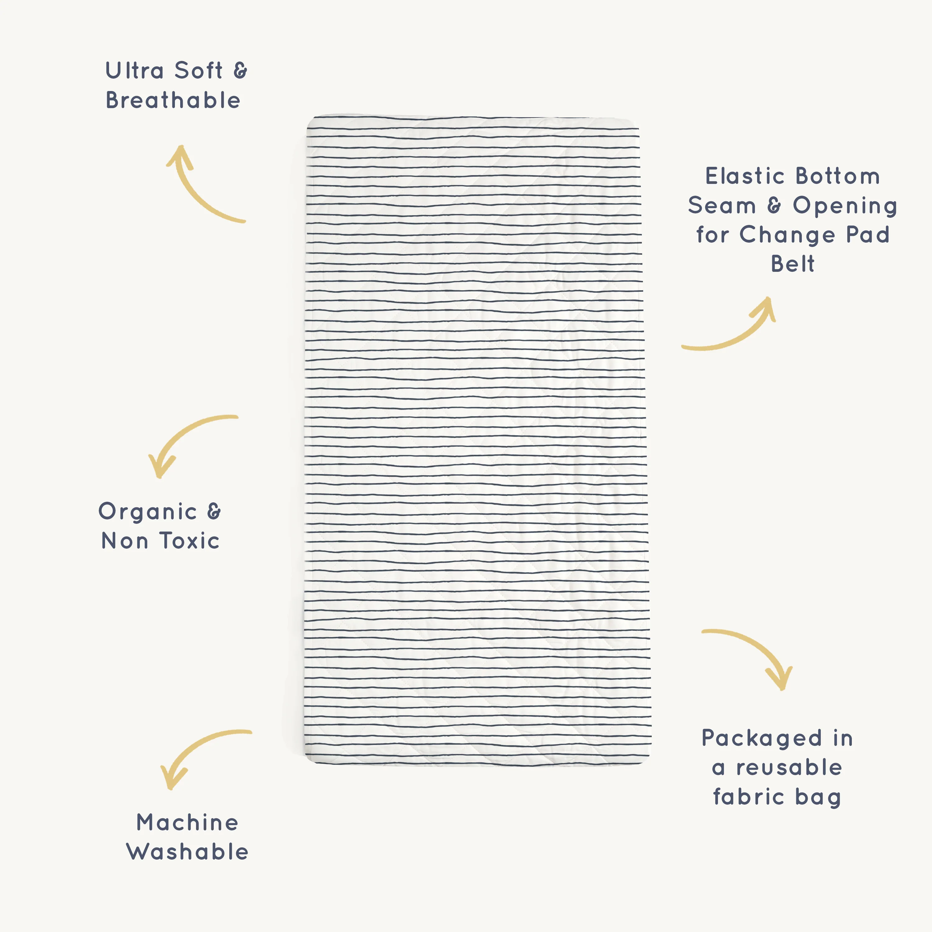Organic Changing Pad Cover - Navy Stripes - Image 5