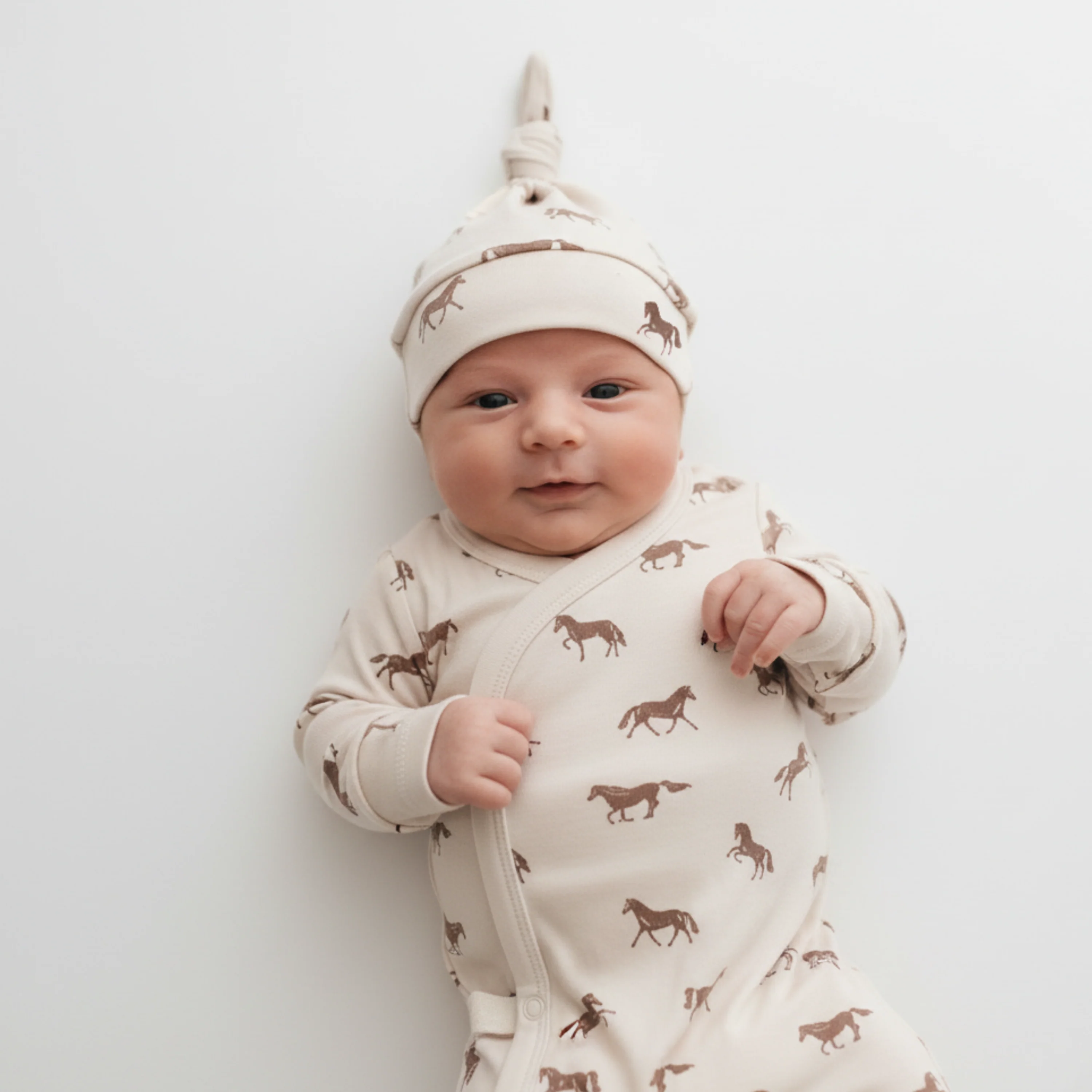 Organic Kimono Knotted Sleep Gown - Horses - Image 3