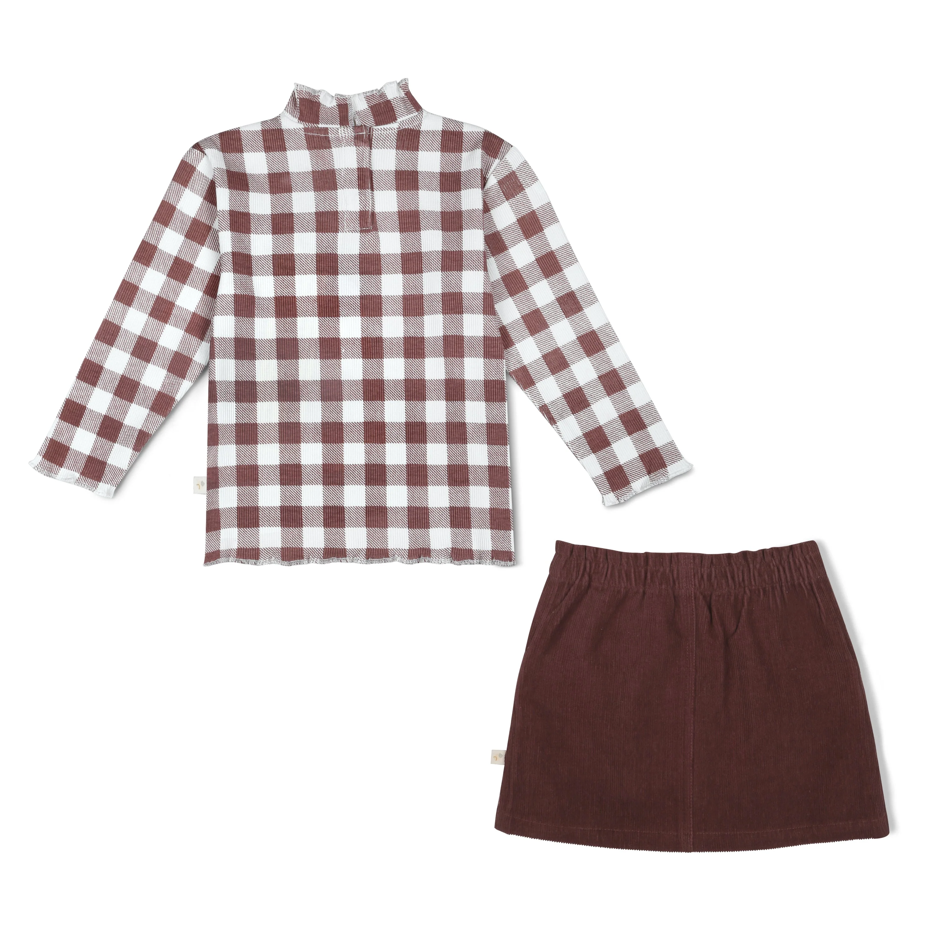 Organic Top and Corduroy Skirt Set - Plum - Image 4