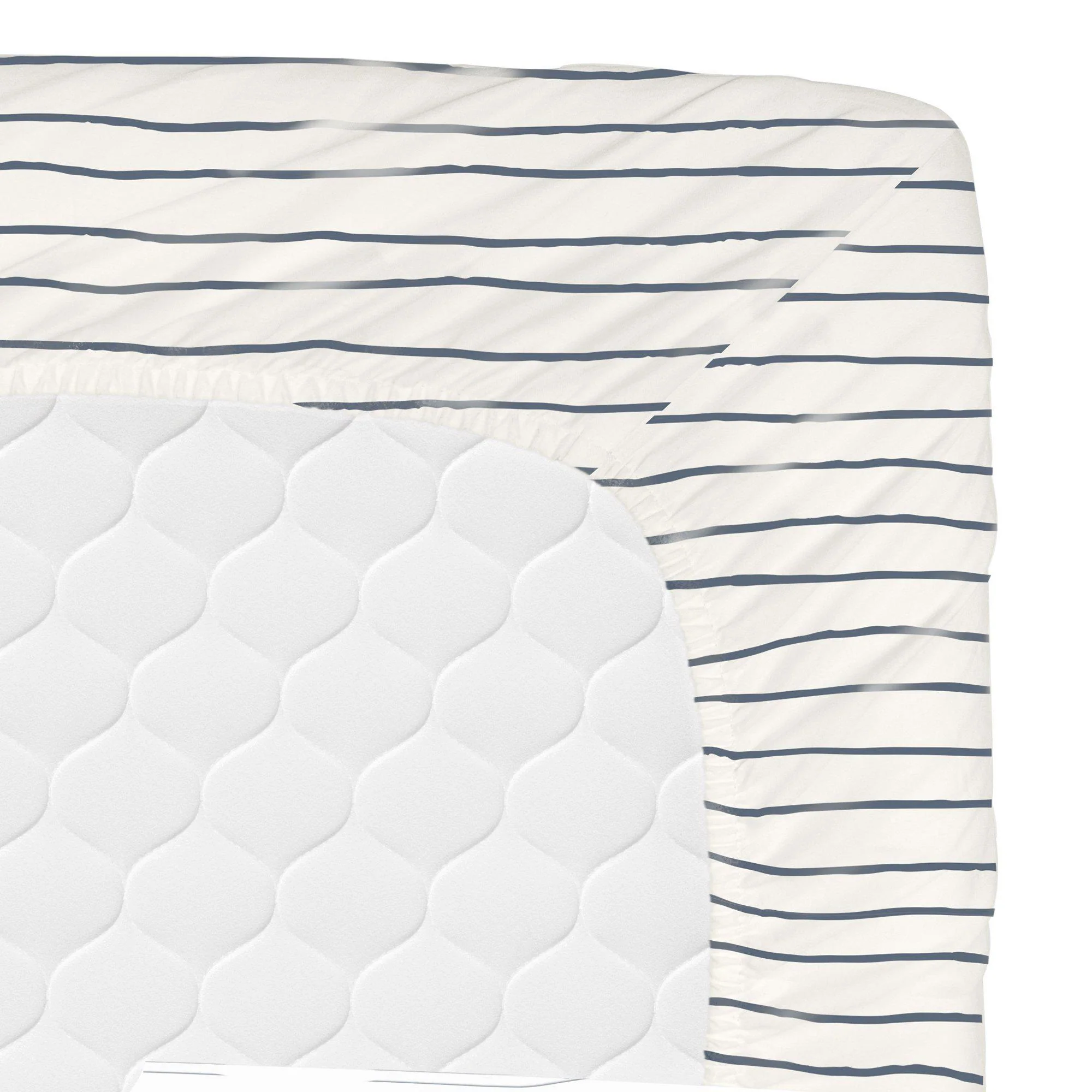 Organic Cotton Sheet Set - Navy Blue Stripes - Image 7